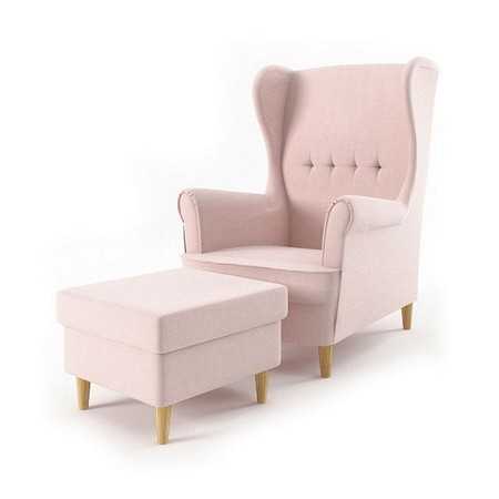Füles fotel lábtartóval Világos rózsaszín Signal-butor