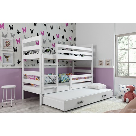 Gyerek emeletes ágy kihúzható ággyal ERYK 190x80 cm Fehér Fehér BMS