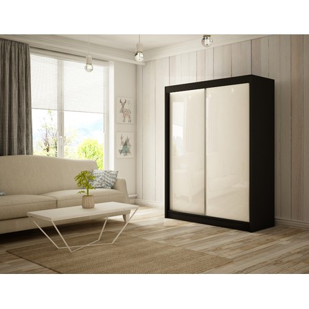 Peak Gardróbszekrény - 200 cm Fehér Fekete / matt Furniture