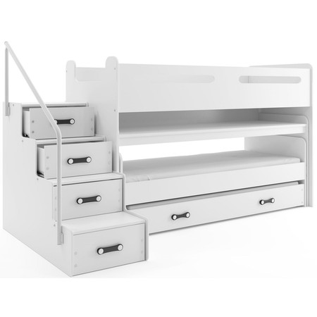 Gyermek emeletes ágy kihúzható ággyal MAX I 80x200 cm - fehér Fehér BMS