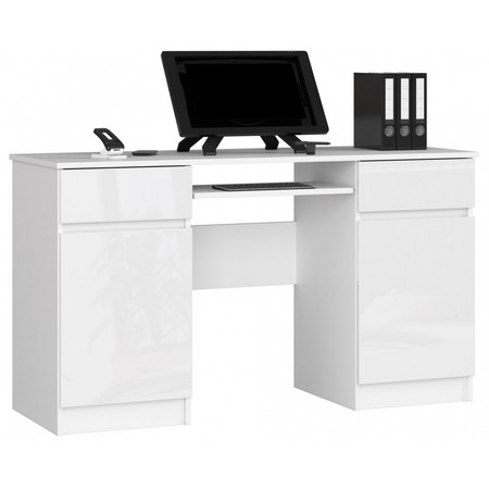 Számítógép asztal A5 - fehér/fehér fényes Akord