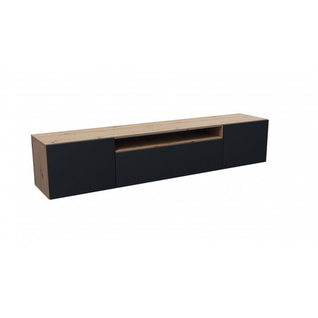 Függesztett TV asztal RTV Leo Dub kézműves-fekete 200 cm Furniture