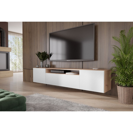 Závěsný televizní stolek RTV Neo 180 cm Dub artisan - bílá Furniture