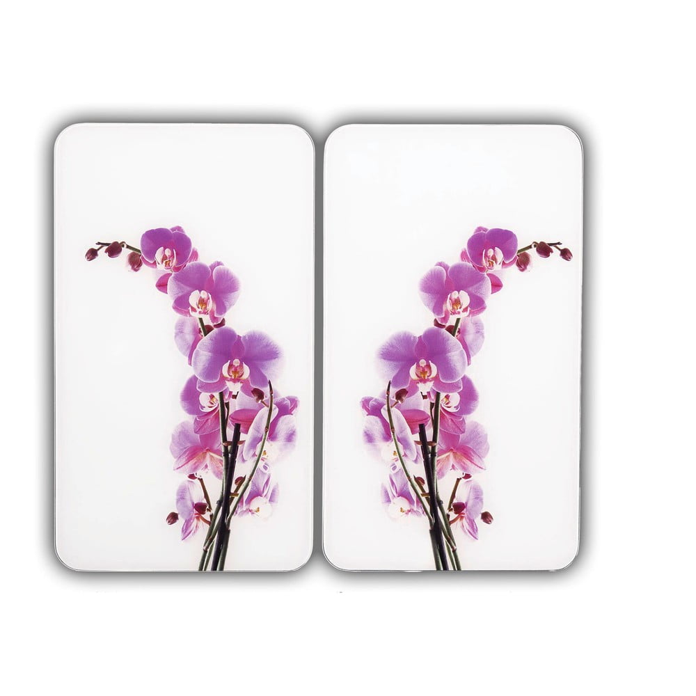 Edzett üveg tűzhely fedőlap szett 2 db-os 30x52 cm Orchid – Wenko