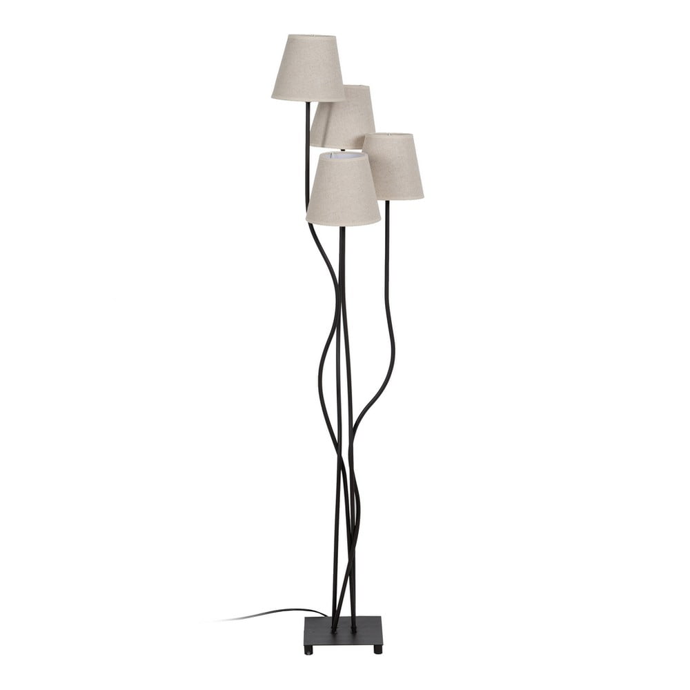 Fekete-krémszínű állólámpa textil búrával (magasság 138 cm) – Ixia