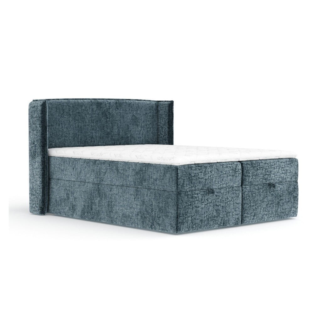 Kék ágyneműtartós boxspring ágy 200x200 cm Passion – Maison de Rêve