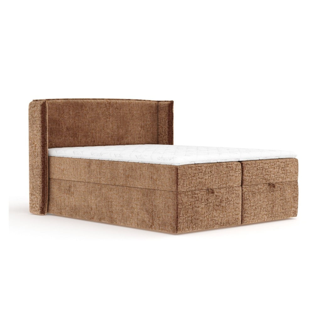 Narancssárga ágyneműtartós boxspring ágy 200x200 cm Passion – Maison de Rêve