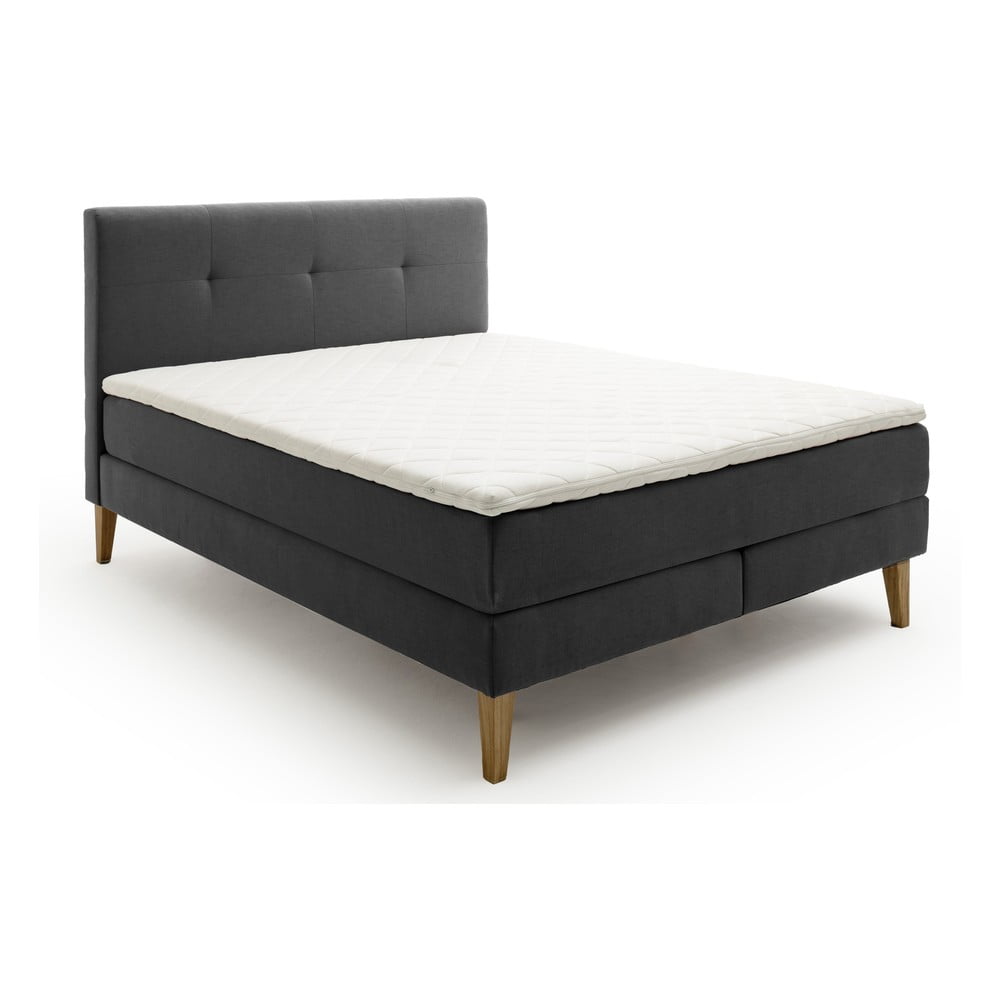 Antracitszürke boxspring ágy 180x200 cm Stockholm – Meise Möbel