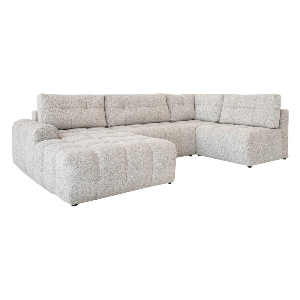 Bézs kinyitható tárolóhelyes moduláris sarokkanapé (jobb oldali) Lulu – Miuform