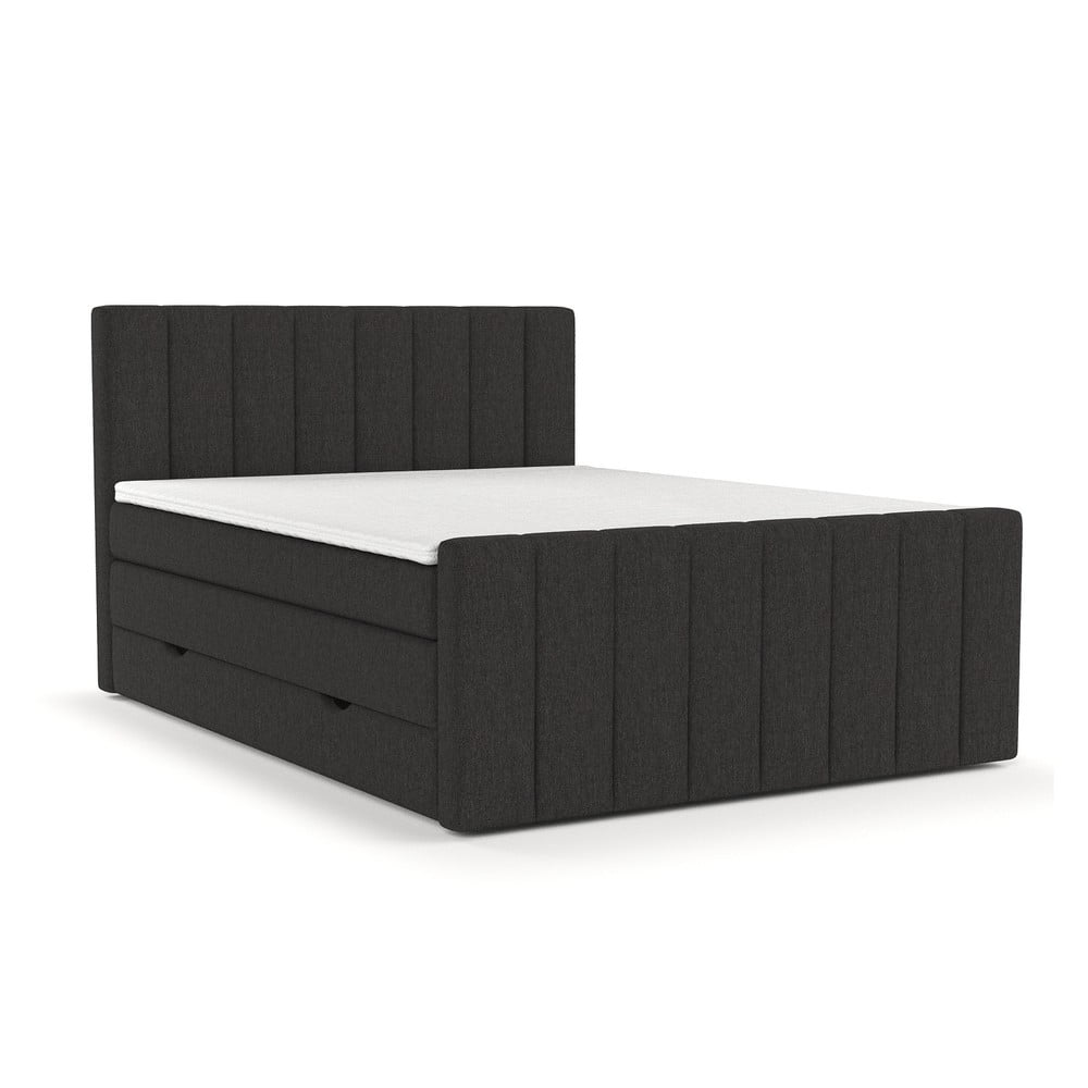 Fekete ágyneműtartós boxspring ágy 140x200 cm Ruby – Maison de Rêve