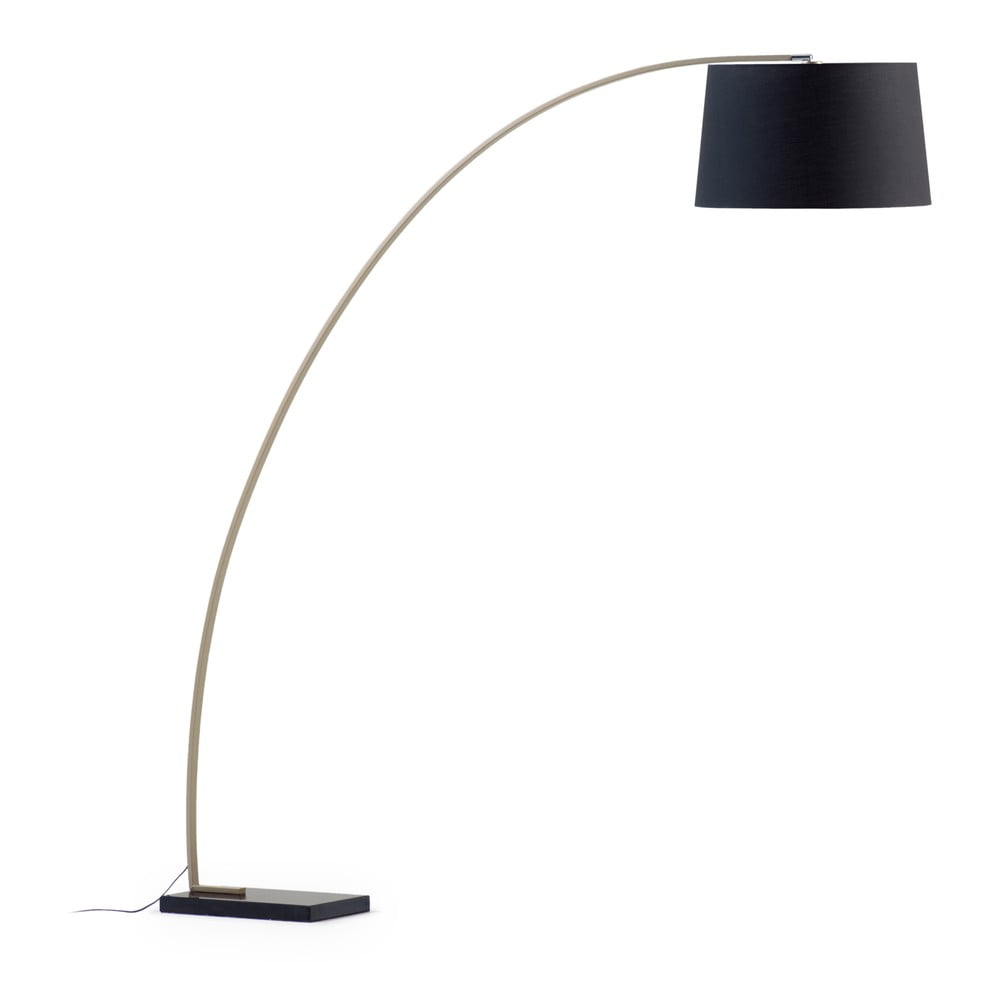 Fekete-aranyszínű állólámpa textil búrával (magasság 210 cm) Juhe – Kave Home