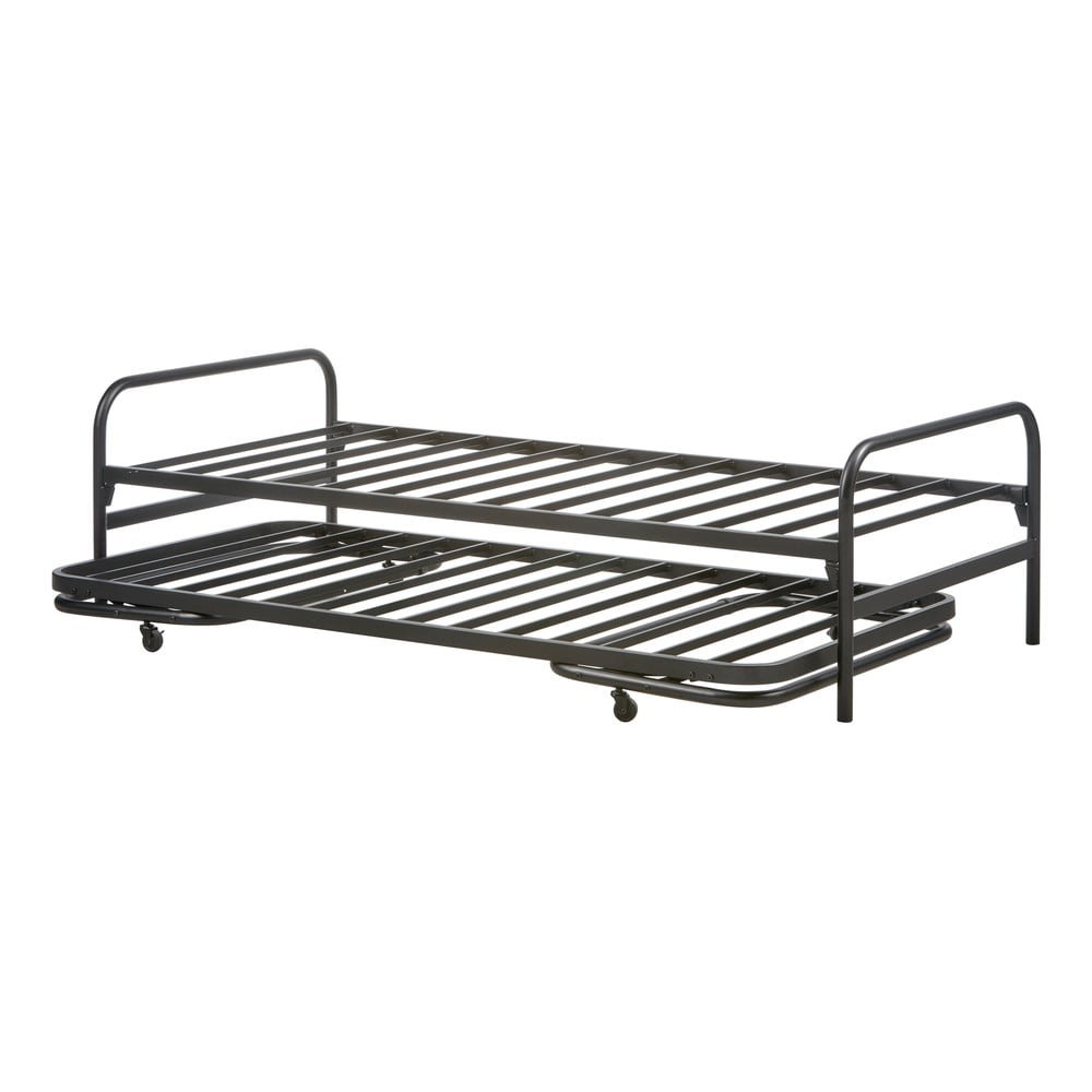 Fekete fém egyszemélyes ágy ágyráccsal 90x200 cm Lucy – WOOOD