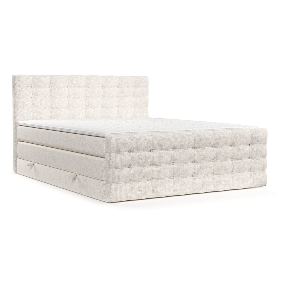 Krémszínű ágyneműtartós boxspring ágy 200x200 cm Blend – Maison de Rêve