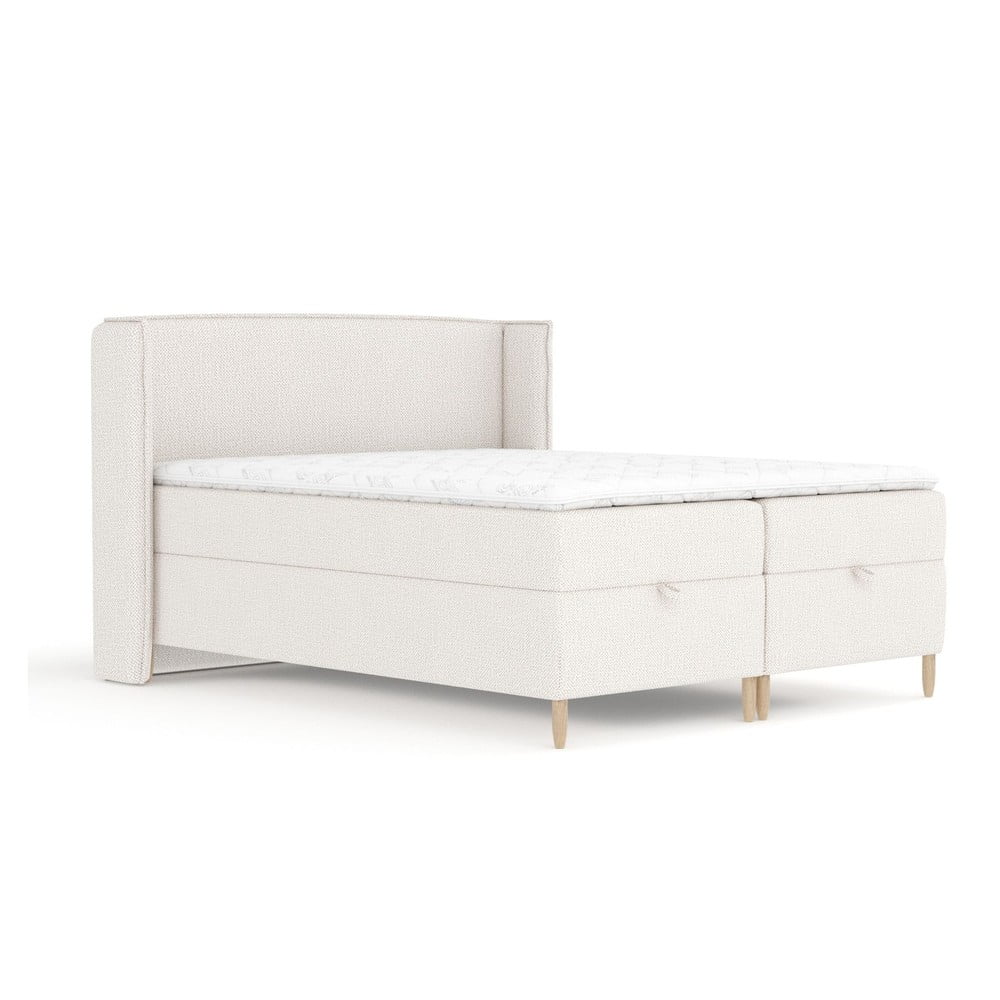 Krémszínű ágyneműtartós boxspring ágy 200x200 cm Monpelli – Maison de Rêve
