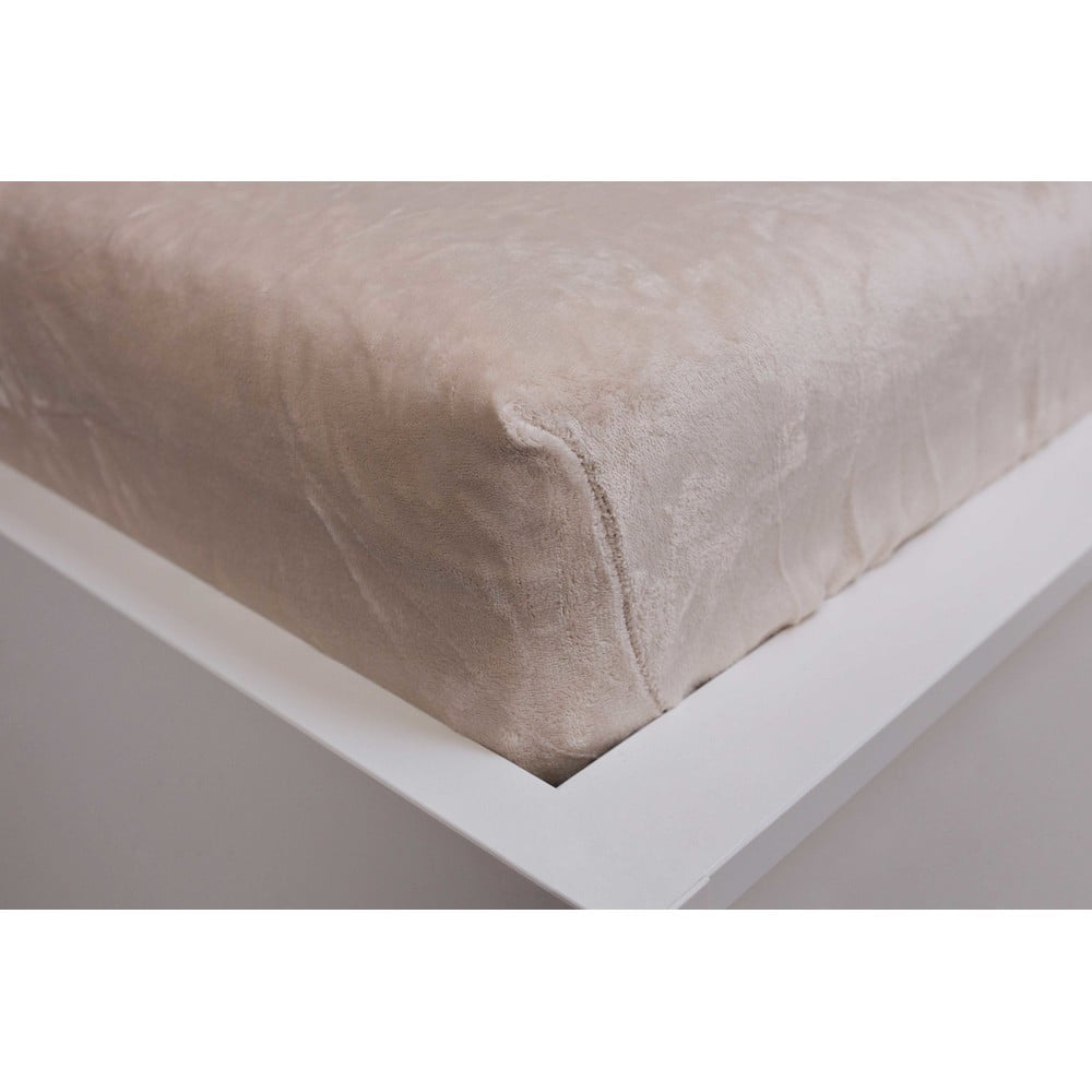 Krémszínű gumis mikroflanel lepedő 180x200 cm Basic – Jerry Fabrics