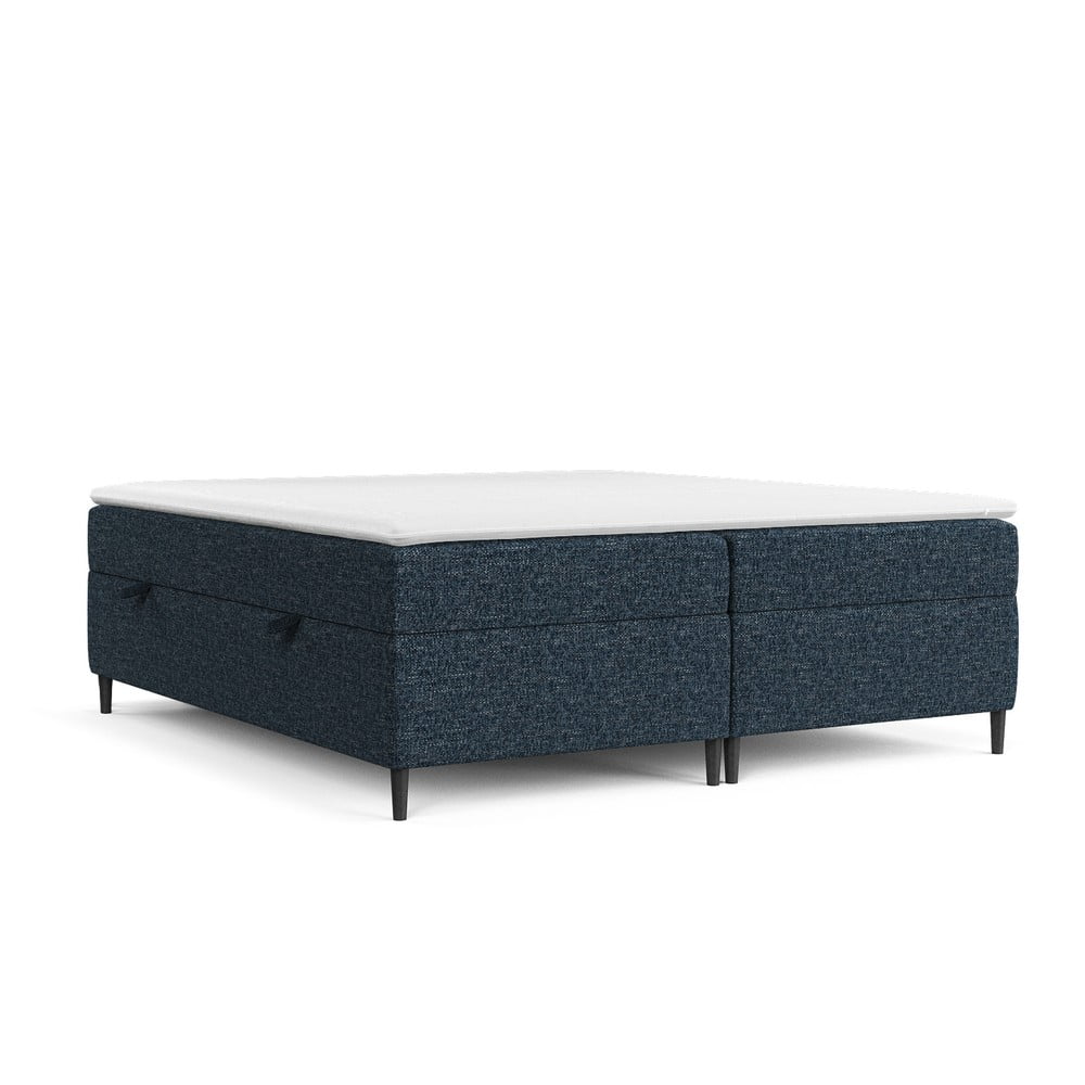 Sötétkék ágyneműtartós boxspring ágy 180x200 cm Araya – Maison de Rêve