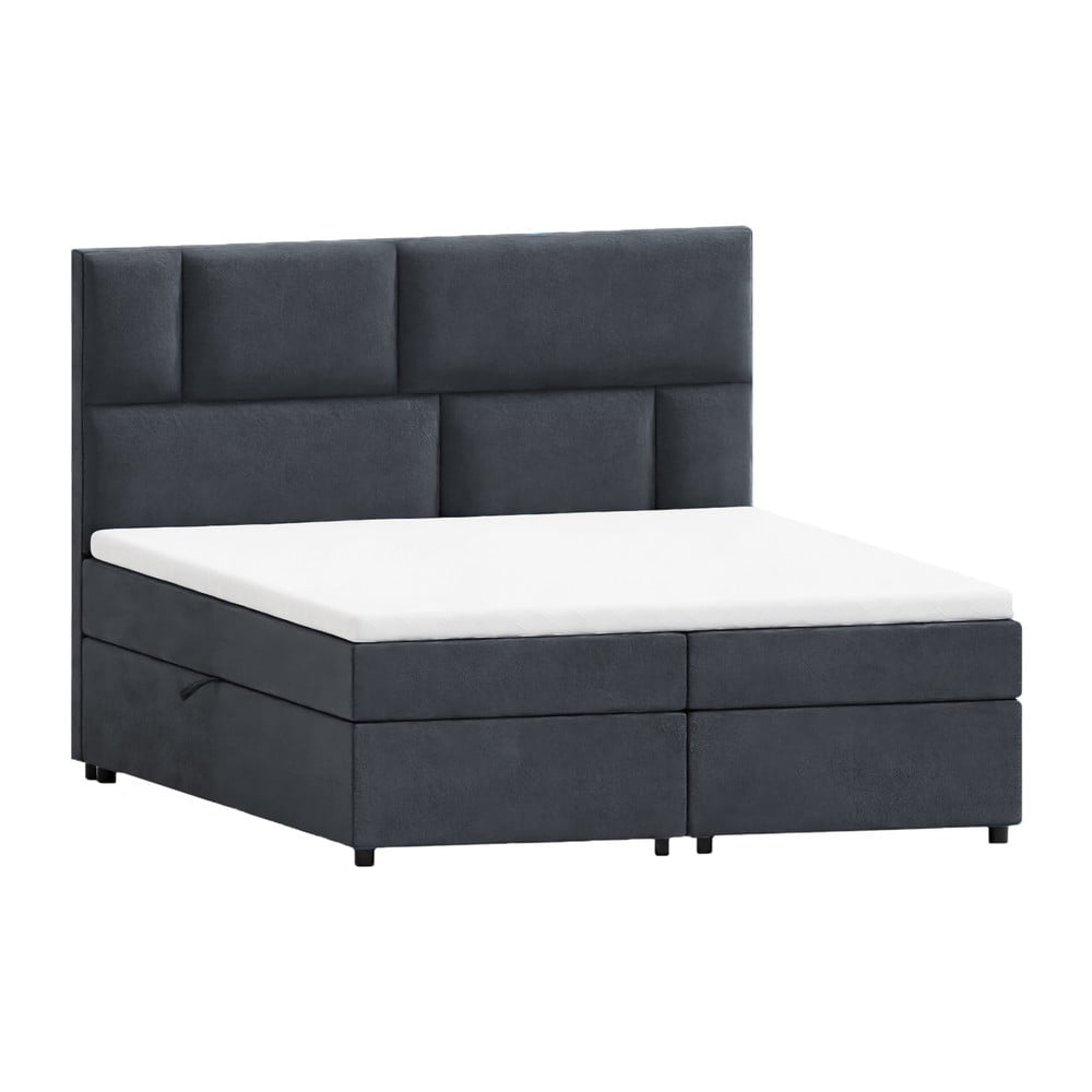 Sötétszürke ágyneműtartós boxspring ágy 180x200 cm Lola – Ropez