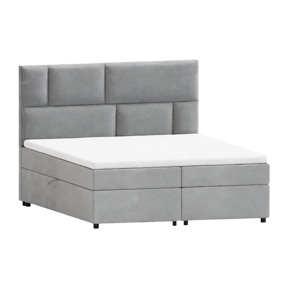 Világosszürke ágyneműtartós boxspring ágy 140x200 cm Lola – Ropez