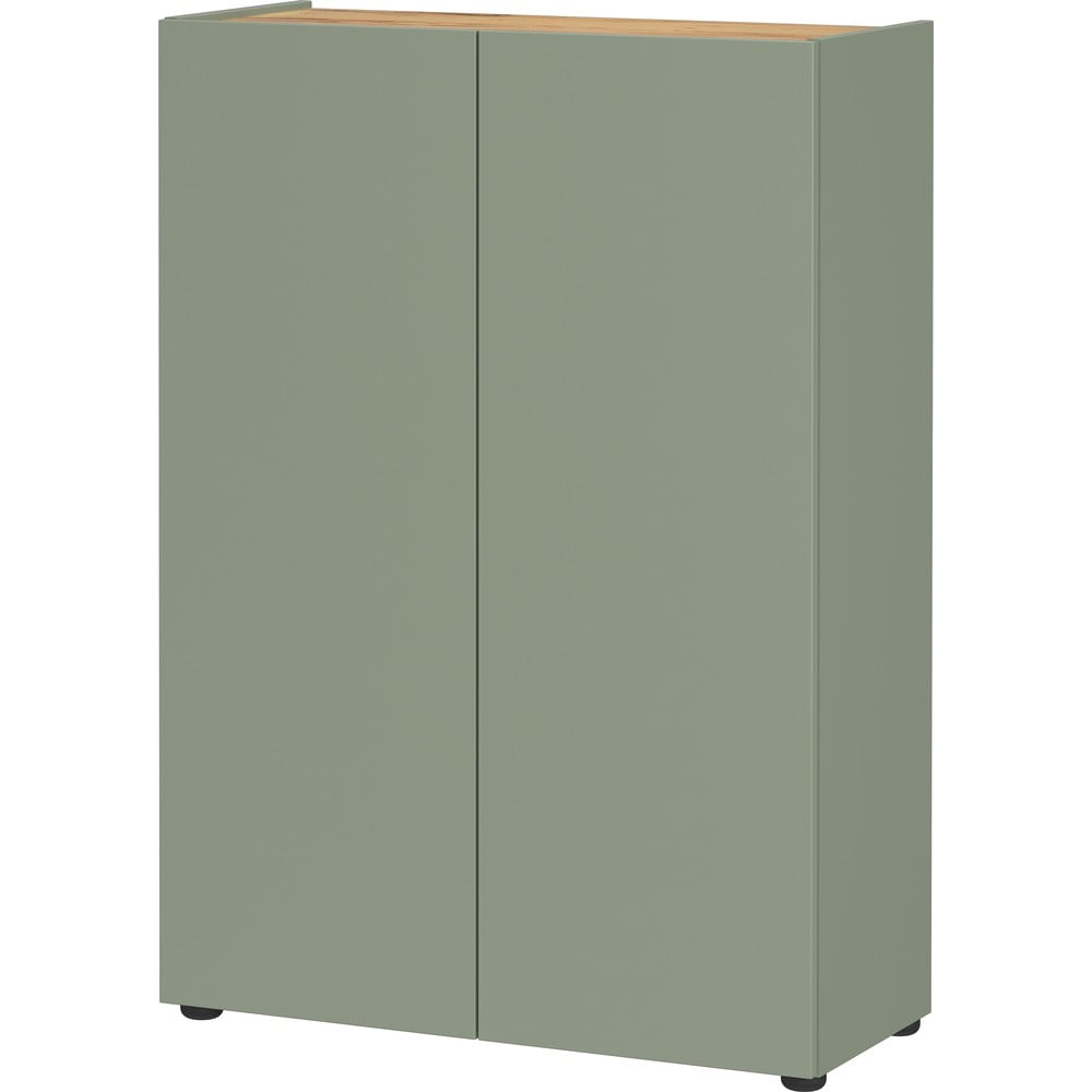 Világoszöld cipőtartó tölgyfa dekorral 74x105x33 cm Alviano – Germania