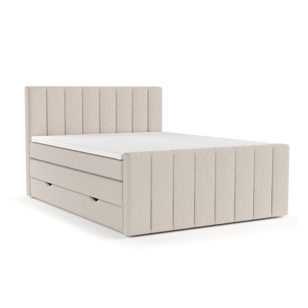 Bézs ágyneműtartós boxspring ágy 200x200 cm Ruby – Maison de Rêve