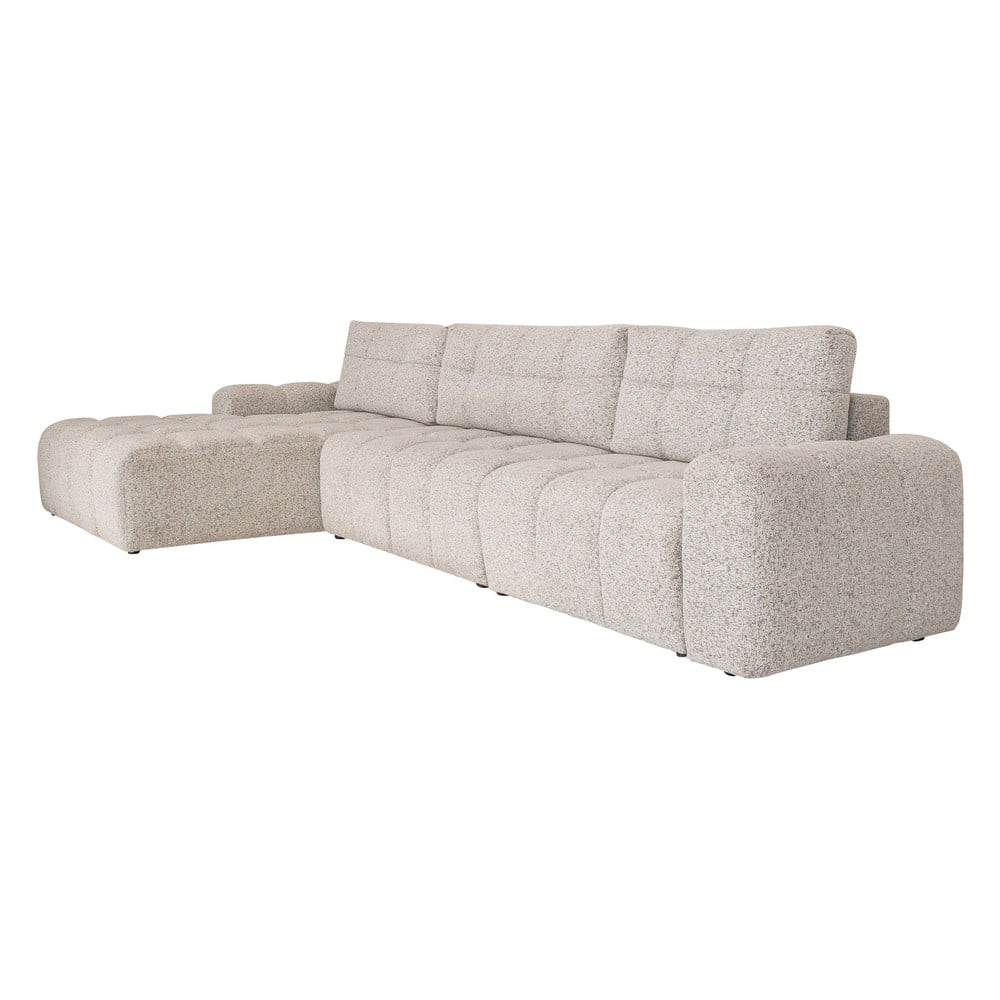 Bézs kinyitható tárolóhelyes moduláris sarokkanapé (bal oldali) Lulu – Miuform