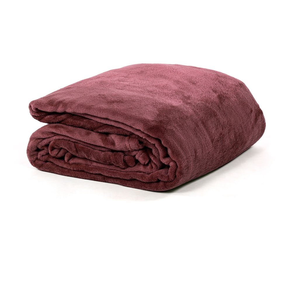 Borvörös mikroplüss ágytakaró franciaágyra 180x220 cm Cosy – Tiseco Home Studio