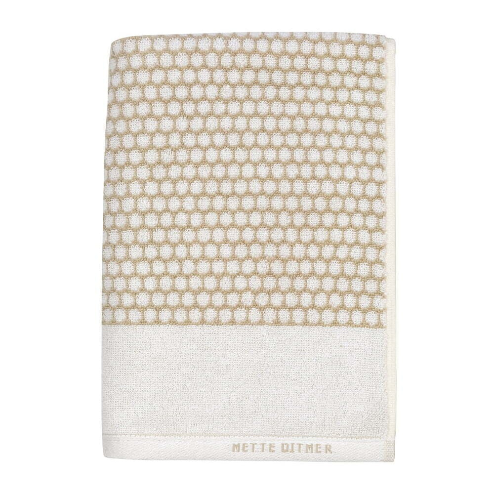 Fehér-bézs pamut törölköző szett 2 db-os 40x60 cm Grid – Mette Ditmer Denmark