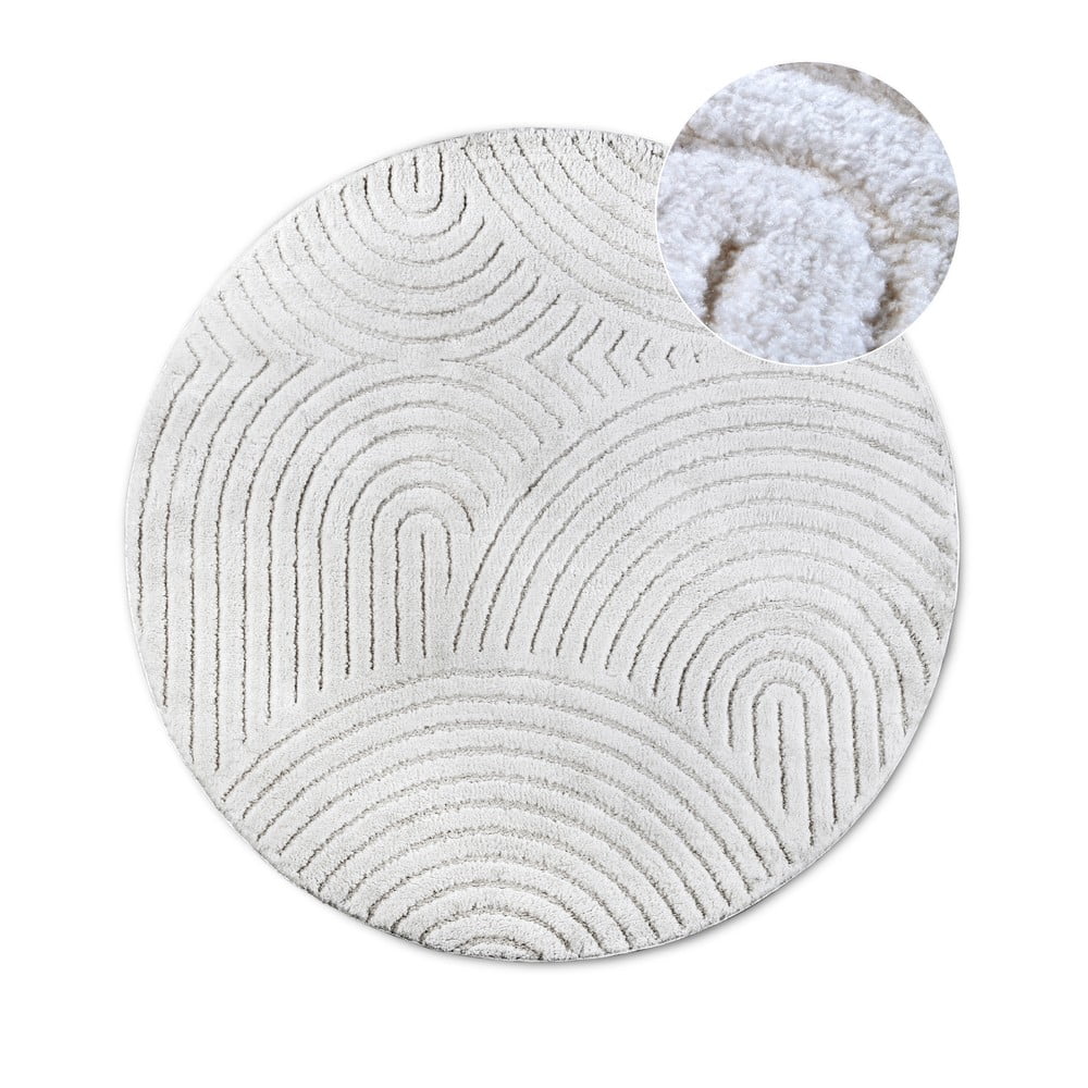 Fehér kerek szőnyeg ø 160 cm Panglao New York White – Elle Decoration