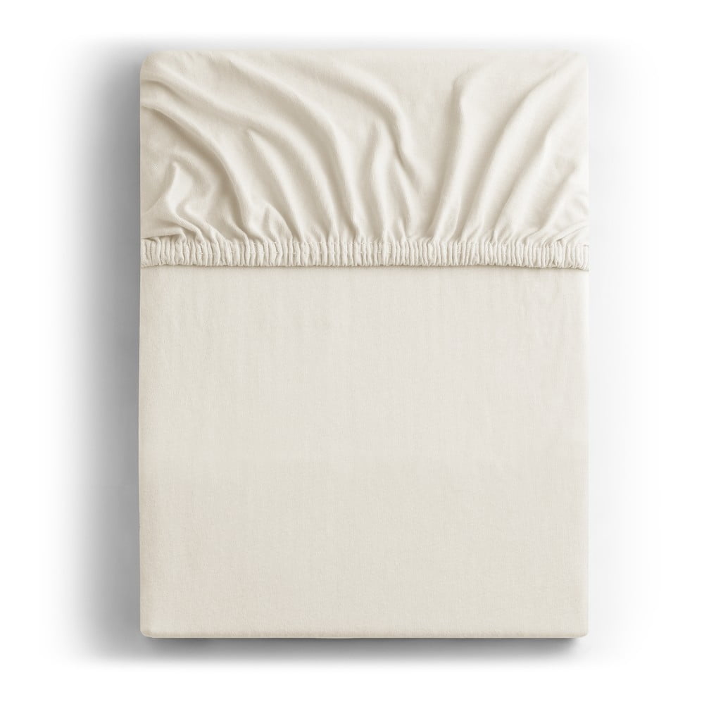 Fehér-krémszínű gumis jersey lepedő 240x200 cm Amber – Restilo