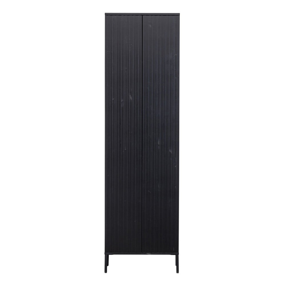 Fekete borovi fenyő ruhásszekrény 60x210 cm Gravure – WOOOD