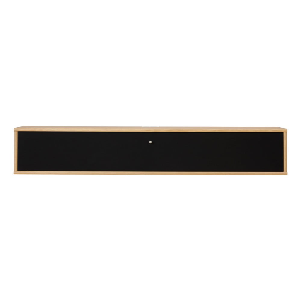 Fekete-natúr színű TV-állvány tölgyfa dekorral 133x22 cm Mistral – Hammel Furniture