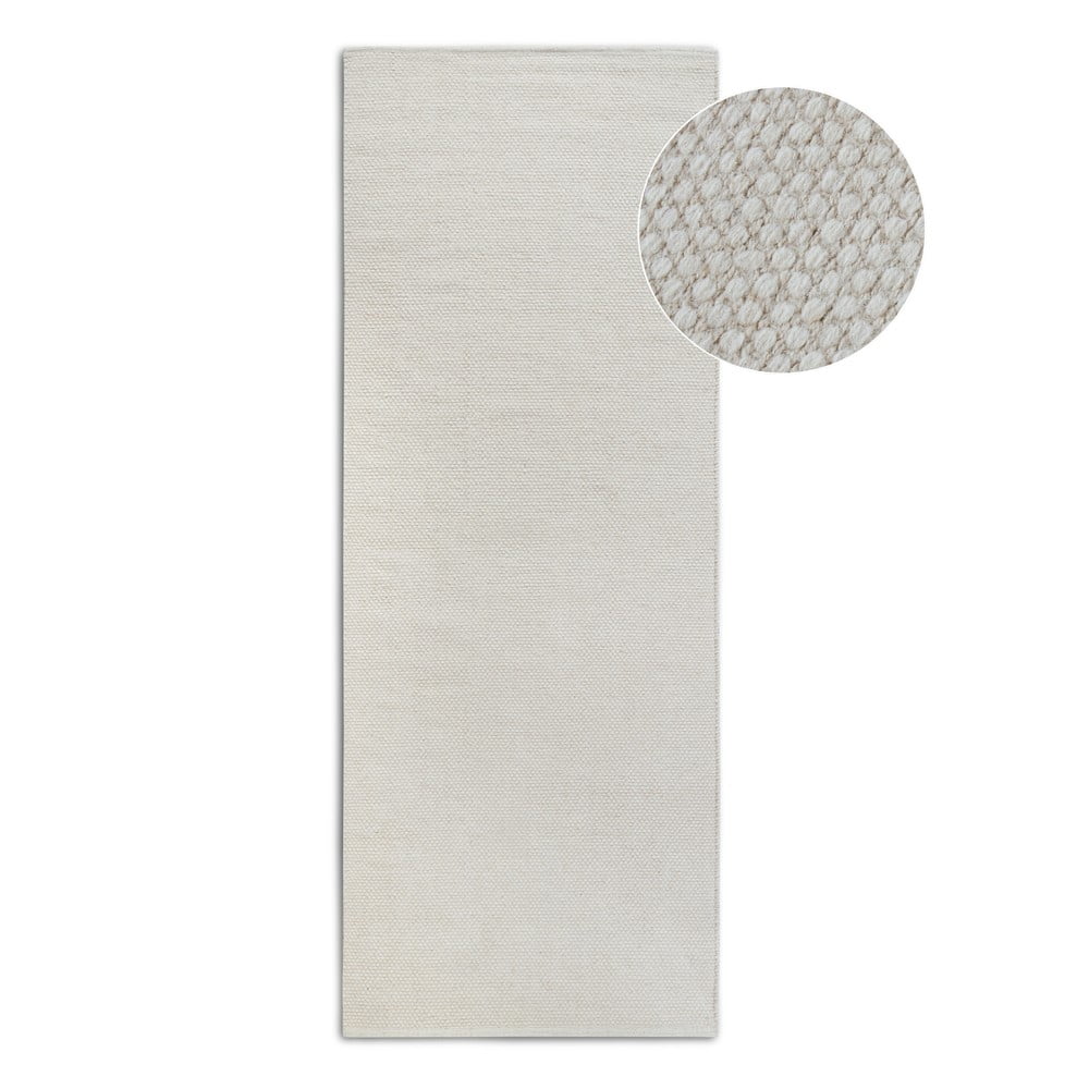 Krémszínű kézi szövésű gyapjúkeverék futószőnyeg 80x200 cm Pradesh Natural White – Elle Decoration
