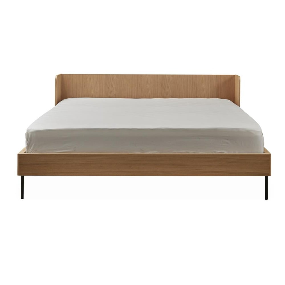 Natúr színű franciaágy tölgyfa dekorral 180x200 cm Wrap – Bonami Selection