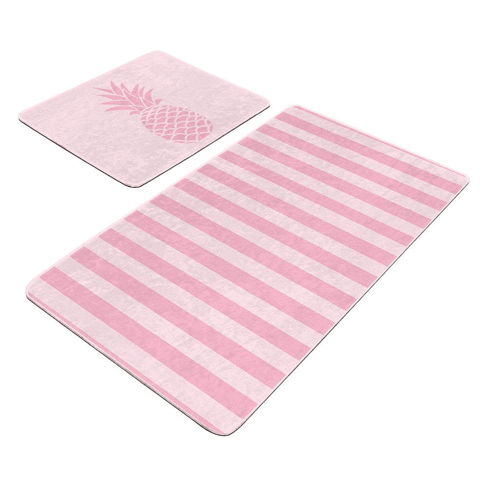 Rózsaszín bársony fürdőszobai kilépő szett 2 db-os 60x100 cm – Mila Home