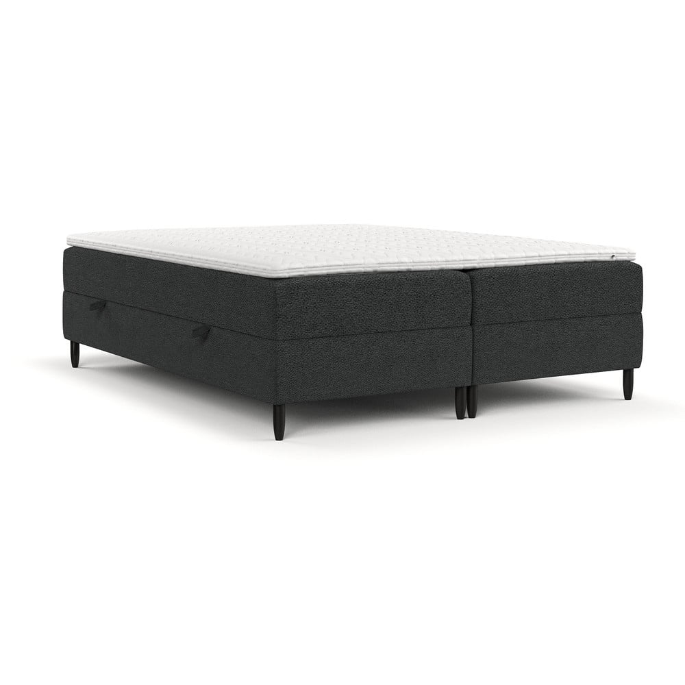 Sötétszürke ágyneműtartós boxspring ágy 140x200 cm Malte – Maison de Rêve