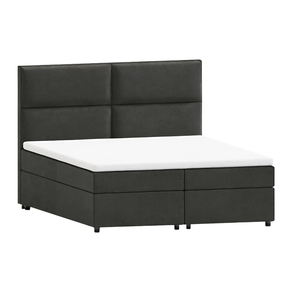 Sötétszürke ágyneműtartós boxspring ágy 180x200 cm Rico – Ropez