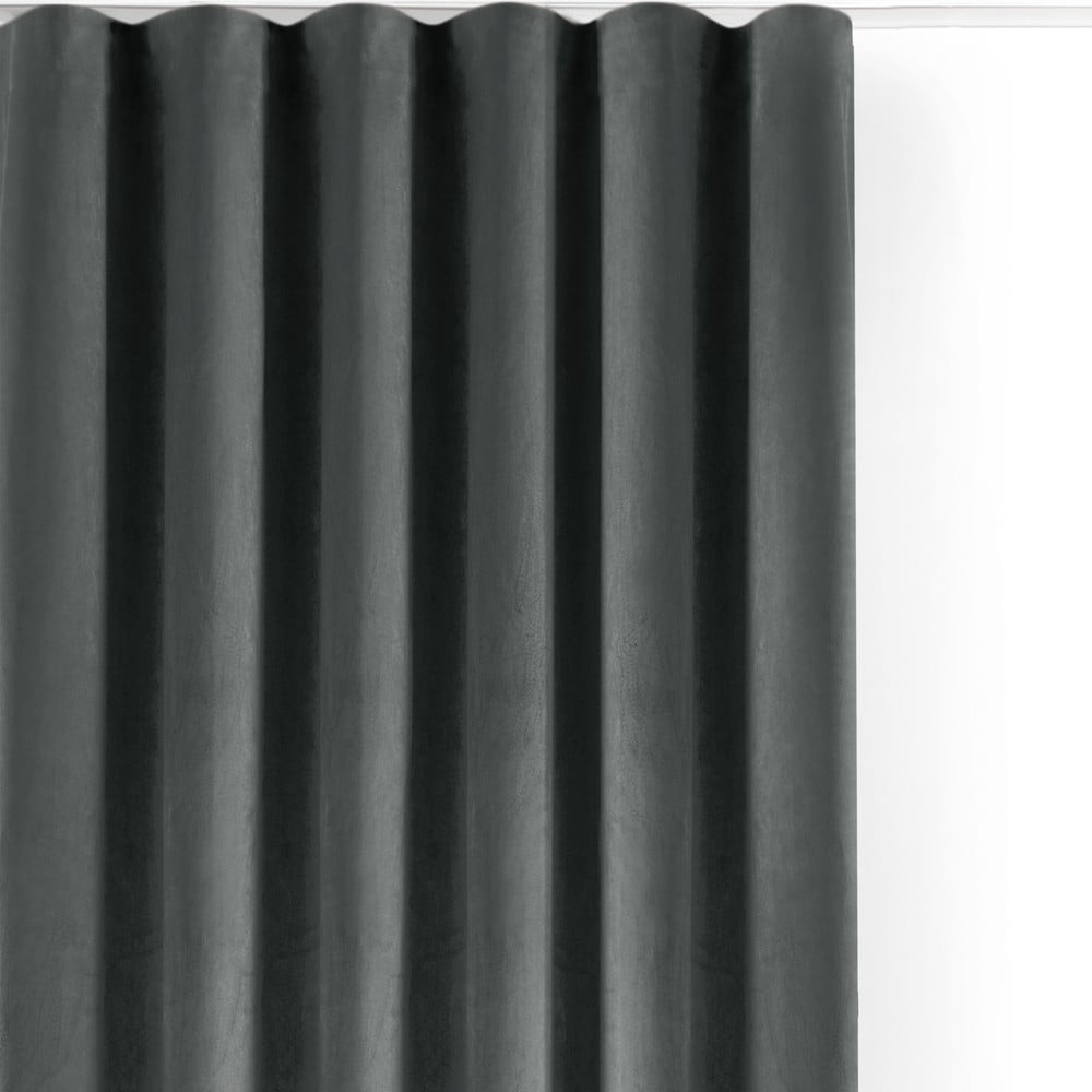 Sötétszürke bársony dimout (részleges sötétítő) függöny 140x250 cm Velto – Filumi