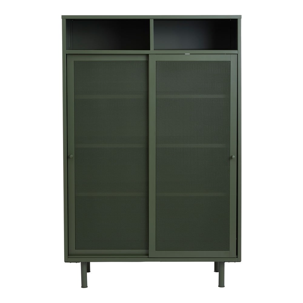 Sötétzöld fém szekrény tolóajtóval 90x140x40 cm Veep – Unique Furniture