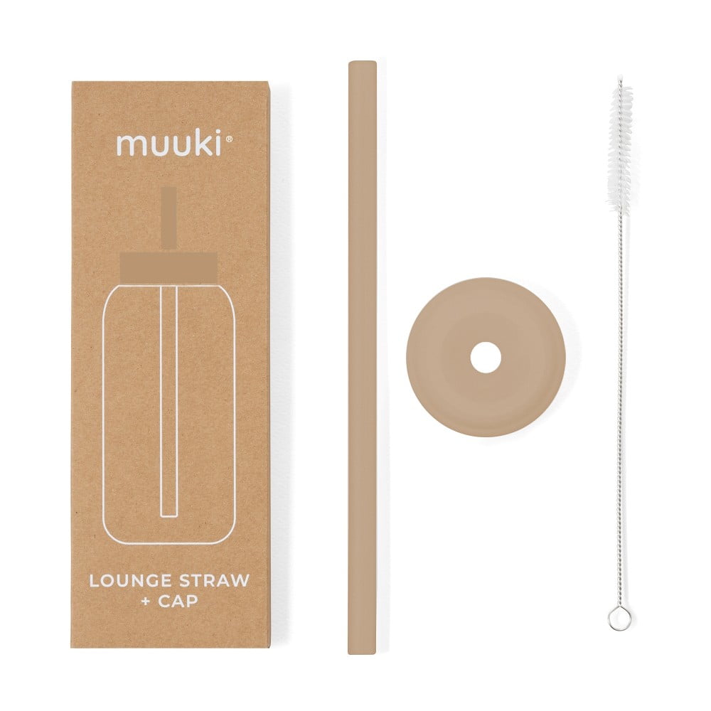 Szilikon szívószál tisztítókefével-fedéllel Milk Coffee – Muuki