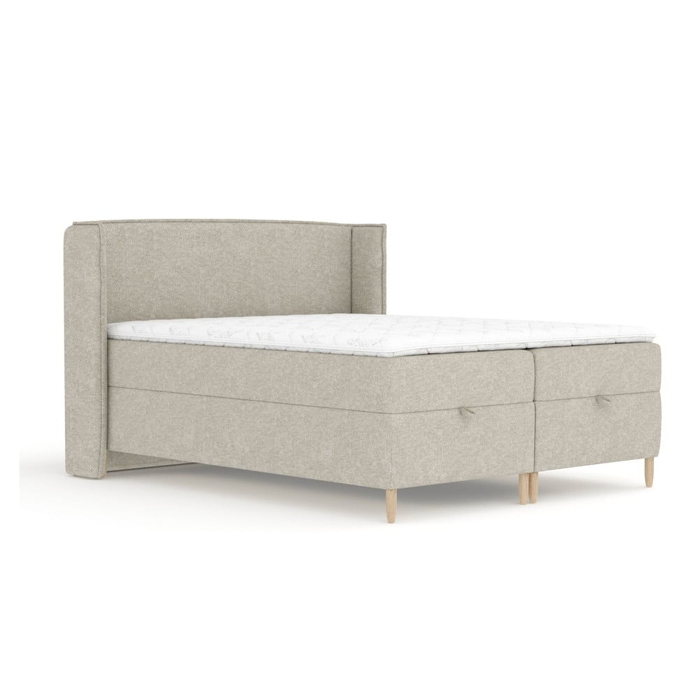 Világosszürke ágyneműtartós boxspring ágy 180x200 cm Monpelli – Maison de Rêve