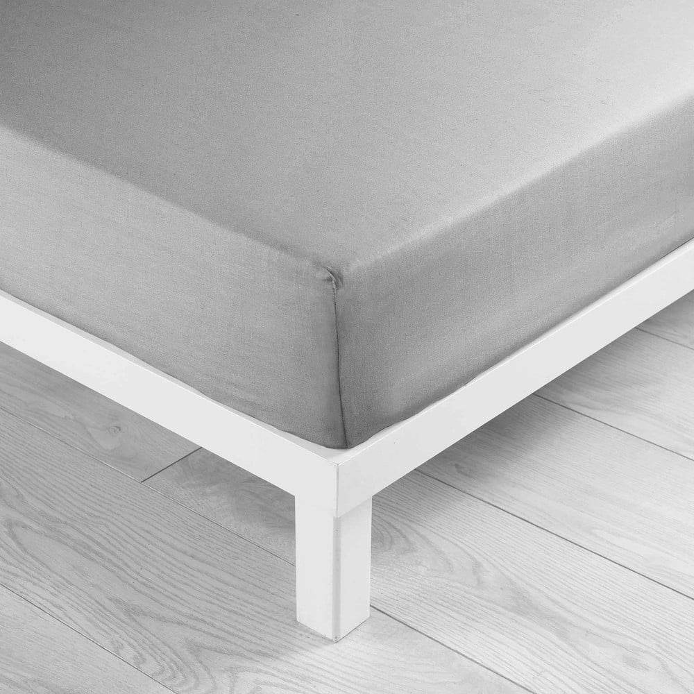 Világosszürke gumis mikroszálas lepedő 90x190 cm Oscar – douceur d'intérieur
