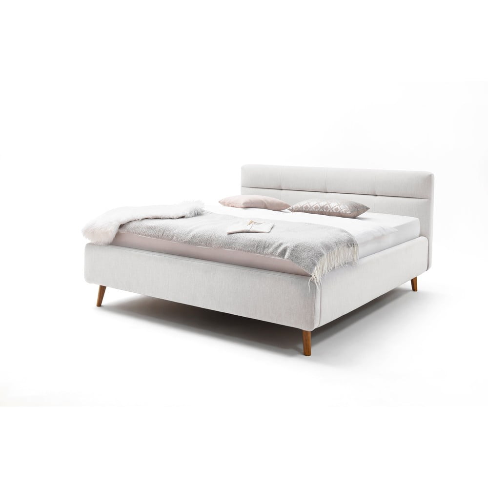 Világosszürke kárpitozott franciaágy ágyrács nélkül 180x200 cm Lotte – Meise Möbel