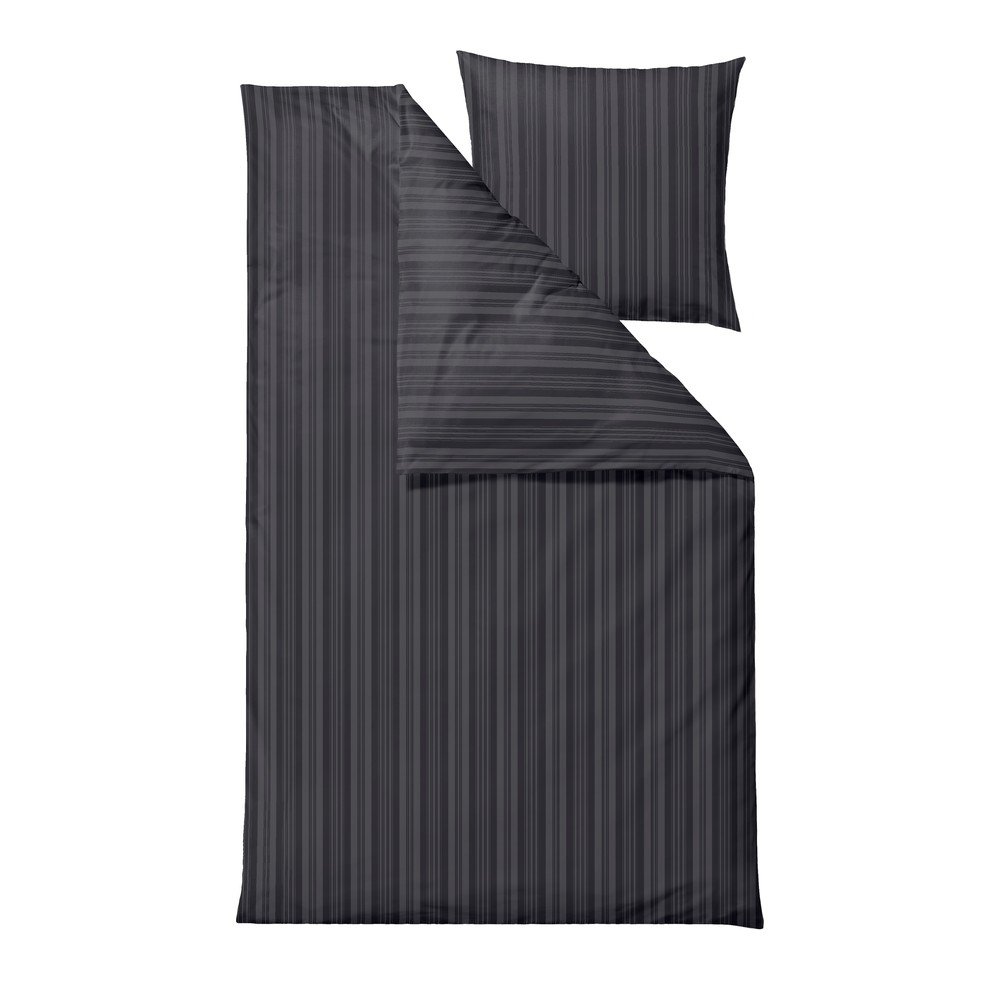 Antracitszürke kétszemélyes hosszabbított damaszt ágyneműhuzat 200x220 cm Noble – Södahl