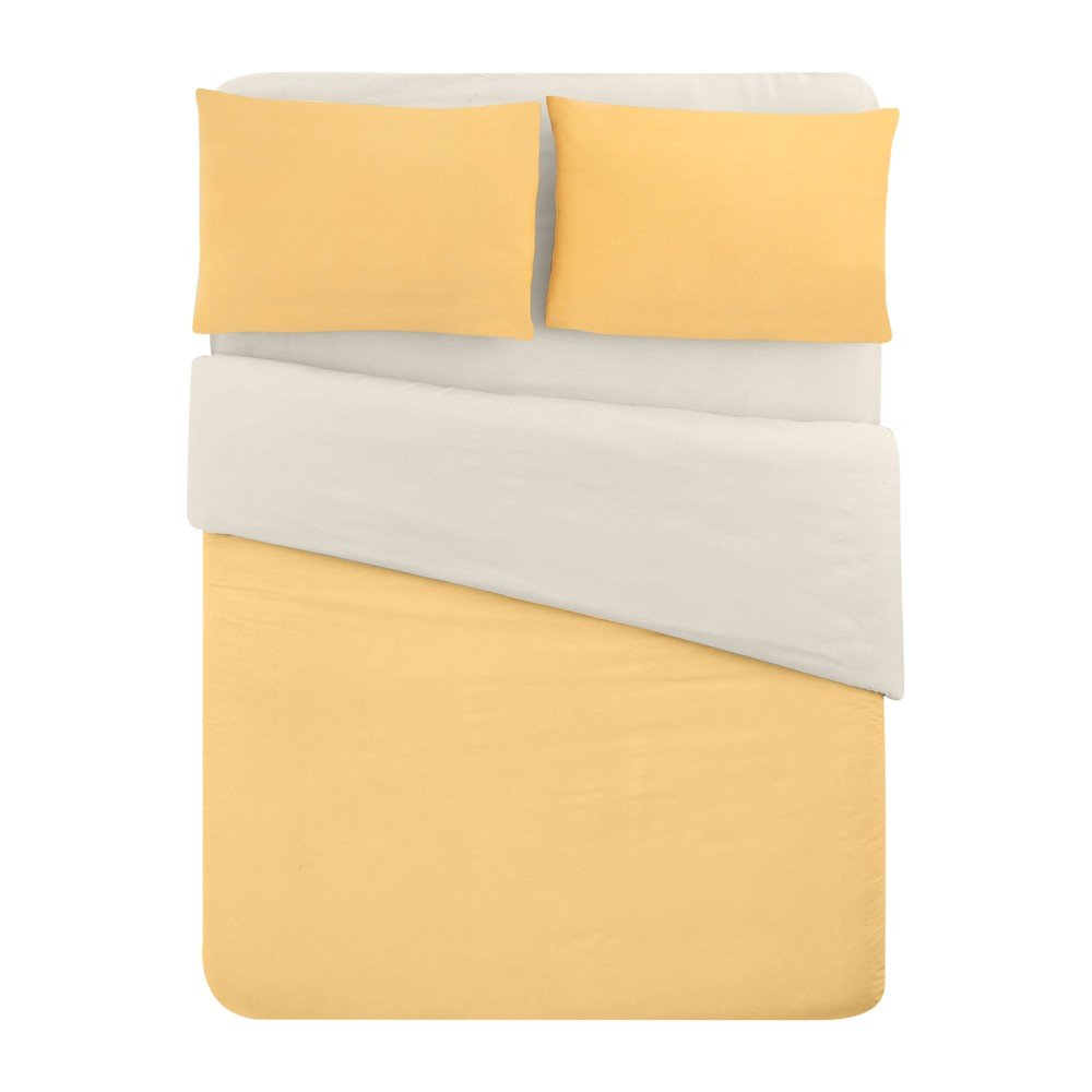 Sárga-krémszínű kétszemélyes-hosszabbított pamut ágyneműhuzat lepedővel 200x220 cm – Mila Home