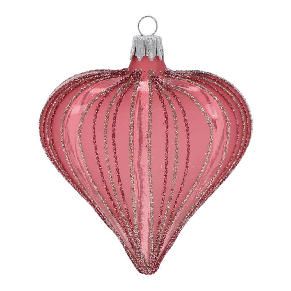 Üveg kézzel fújt karácsonyfadísz készlet 3 db-os 9 cm Heart – Ego Dekor