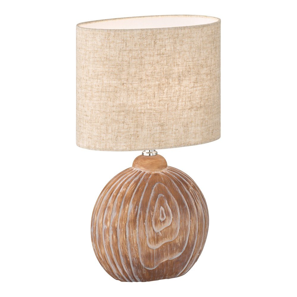 Barna-bézs kerámia asztali lámpa textil búrával (magasság 39 cm) Tobse – Fischer & Honsel