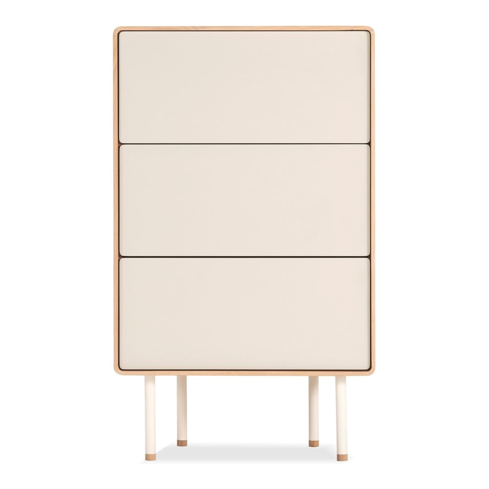 Fehér-natúr színű tölgyfa magas komód 60x100 cm Fina – Gazzda