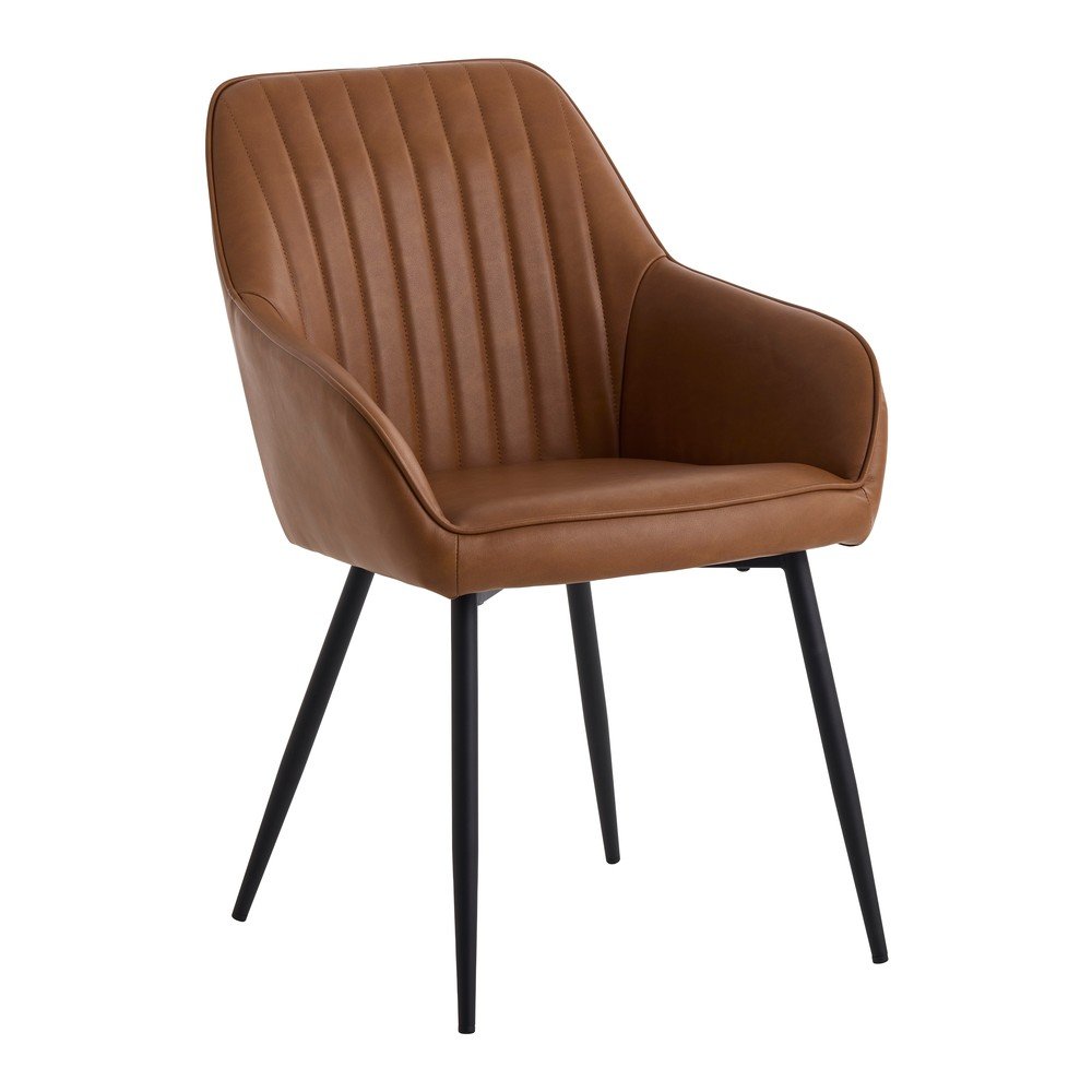 Barna bőrutánzat karfás étkezőszék szett 2 db-os Nolan Stripe – Unique Furniture
