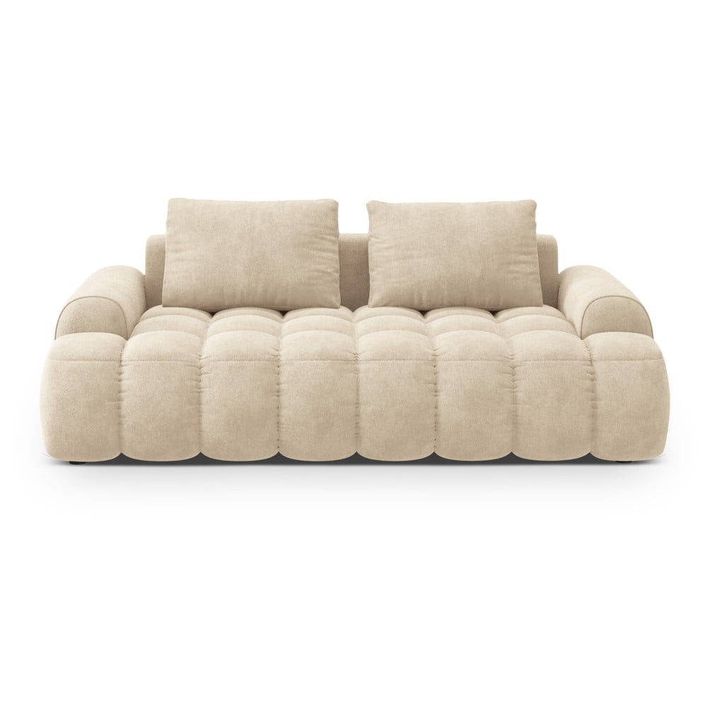 Bézs bársony kanapé 200 cm Linz – Cosmopolitan Design