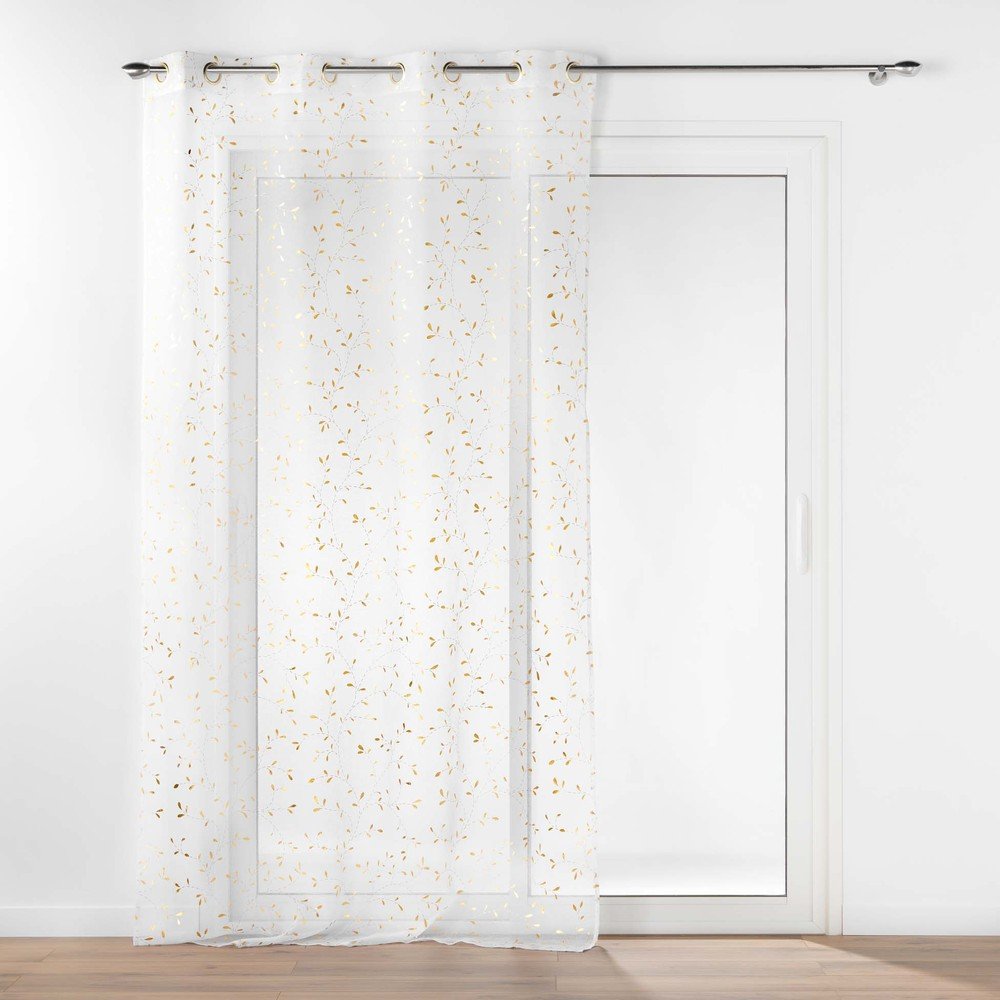 Fehér-aranyszínű voile fényáteresztő függöny 140x240 cm Floressia – douceur d'intérieur